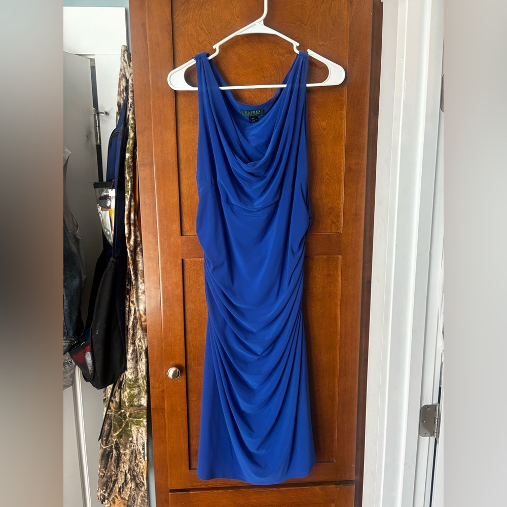 Lauren by Ralph Lauren royal blue cocktail dress, size 14, worn once.